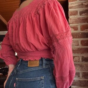 American Eagle Outfitters Rose Smocked Blouse